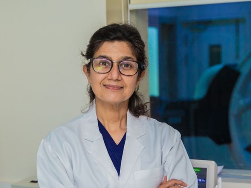 Indian woman doctor in a medical lab