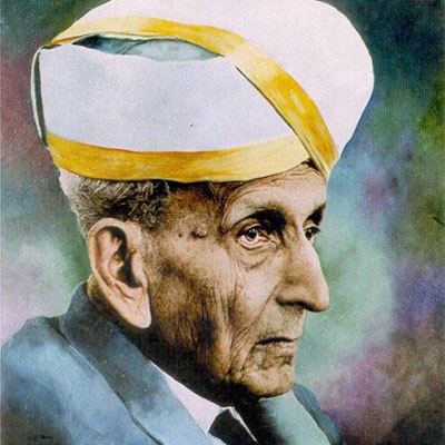 Colourised portrait of Sir M. Visvesvaraya in a turban